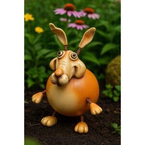 Vintage Exhart Wobble Bobble Coyote Garden Statue – Whimsical Yard Art Figurine
